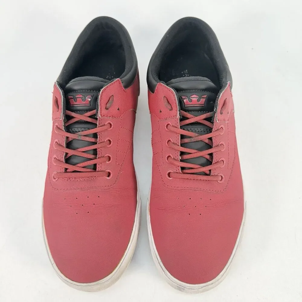 Supra Griffin Red Black White Mens Size 11 Low Top Skate Shoes Lace Up